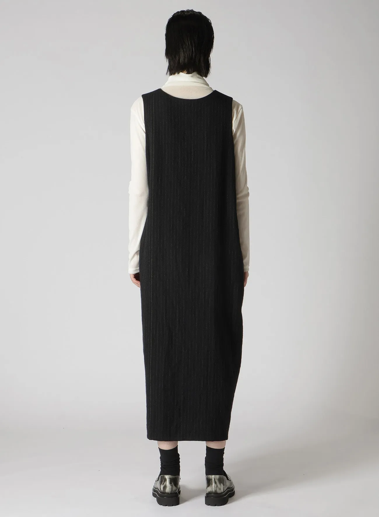 WOOL PINSTRIPE SLEEVELESS DRESS