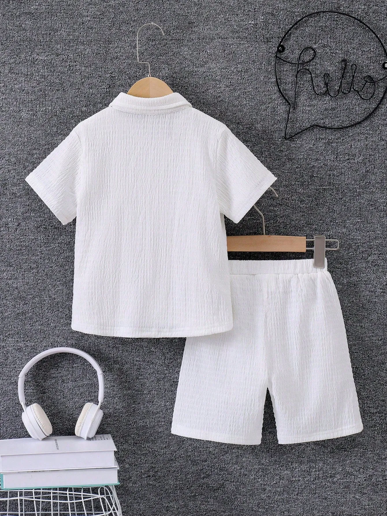 Woven button down shirts| Boy Plain Button Down Shirt & Shorts Set