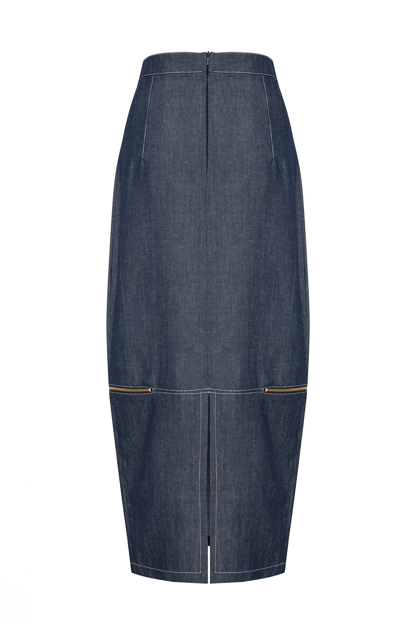 Zipped Midi Denim Skirt